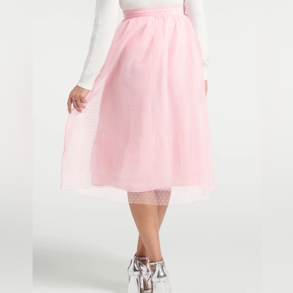 Modcloth Women’s Coquette Elegant Swiss Dot Pinks Tulle Skirt Sz 14/ Large - Picture 7 of 10